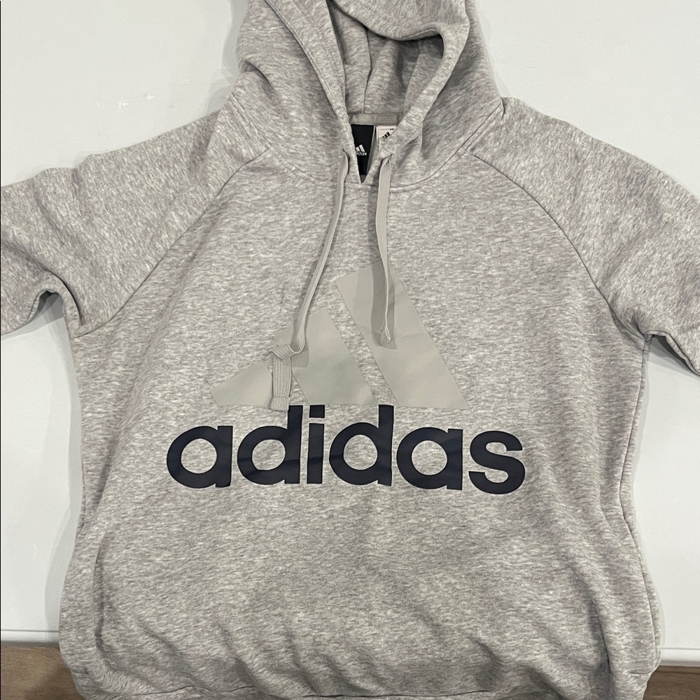 Adidas Heather Gray Hoodie with Logo